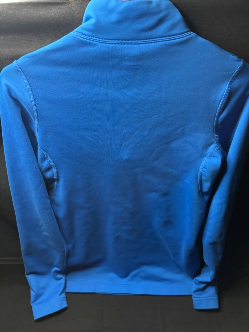 Nike Women's M Blue Fit Dry 1/4 Zip Fleece Pullover White Swoosh Long Sleeve